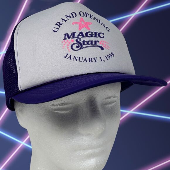 Vintage Magic Star Casino Trucker Hat Baseball Cap Henderson 90s Snapback Purple - Picture 1 of 13